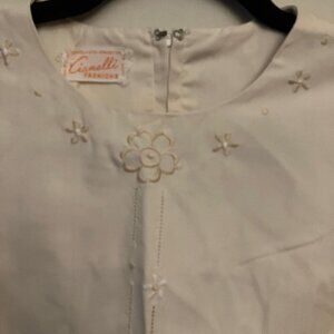 🍦Vintage Ecru Embroidered Sheath Dress